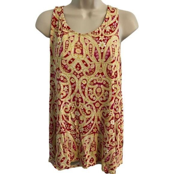 Rose & Olive Hi-Low Tank Top. Size 8. Cute back. Red and Gold - Picture 1 of 6